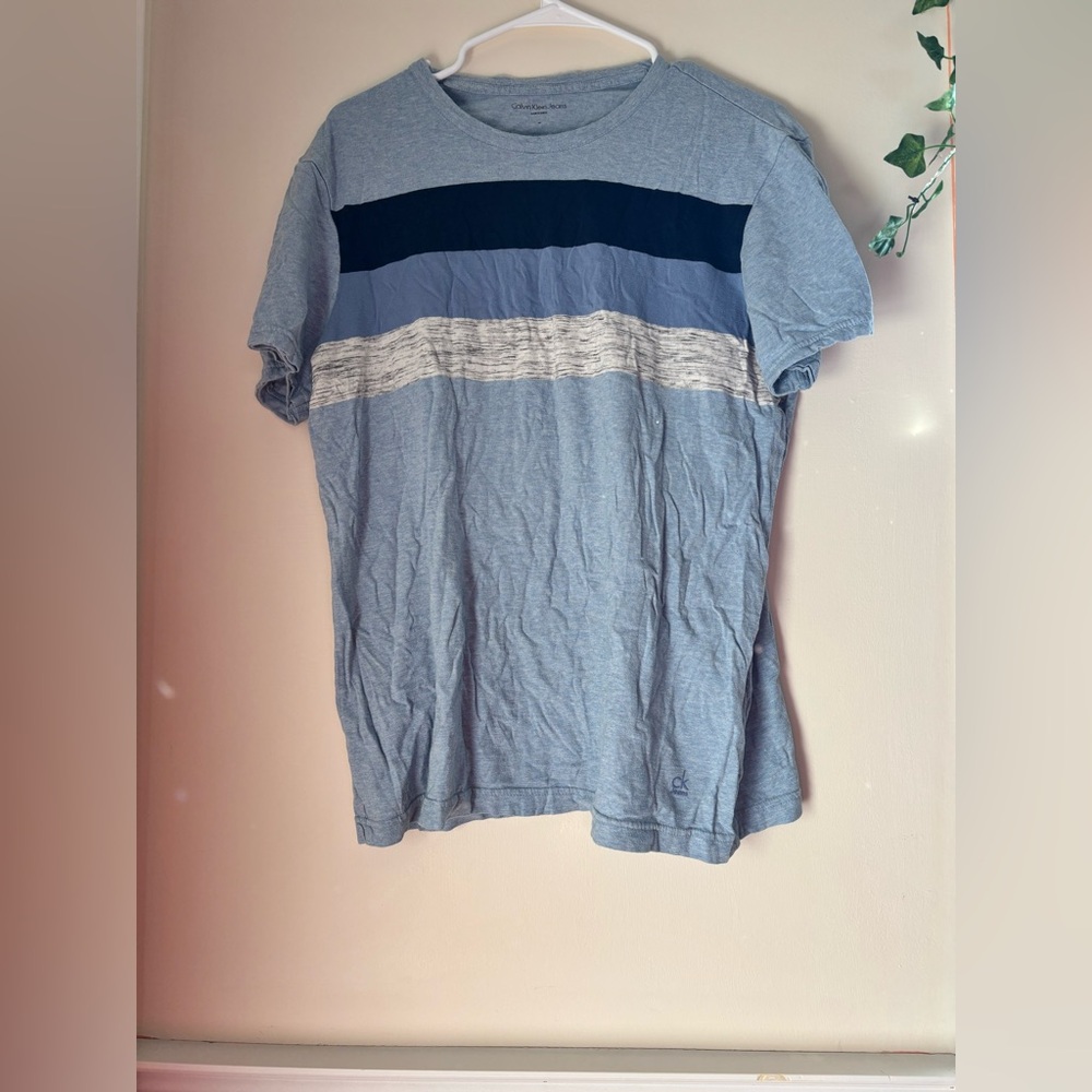 Calvin Klein Blue and Gray Short Sleeve Tee